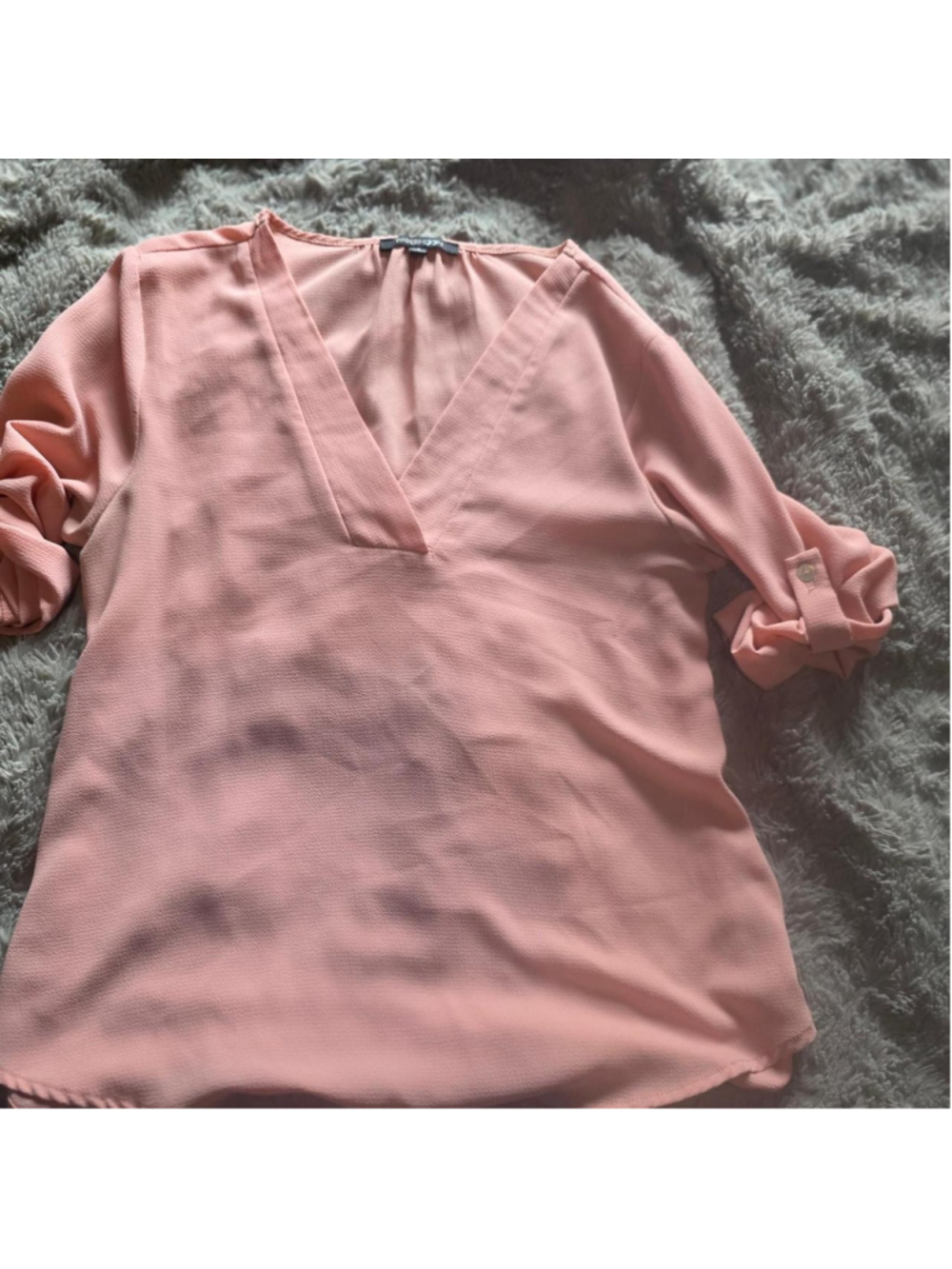 Pink Papermoon blouse with ruched sleeves in size S #workwear #professional ##de